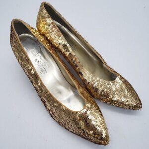 Gold Sequin Heel Pumps Special Occasions Shoes by Saugus Shoes